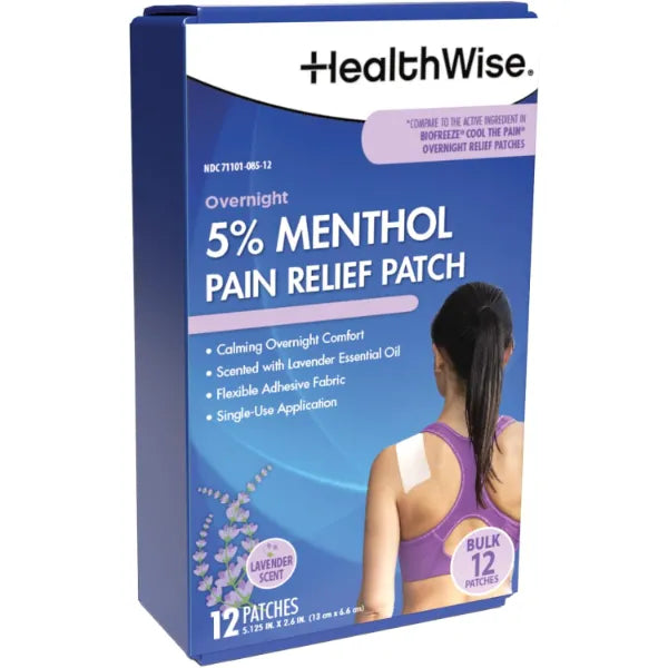 HealthWise Overnight 5% Menthol + Lavender Medicated Patch, 12 Count