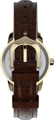 Timex Easy Reader Women's 25 mm Leather Strap Date Window Watch - Brown/Goldtone
