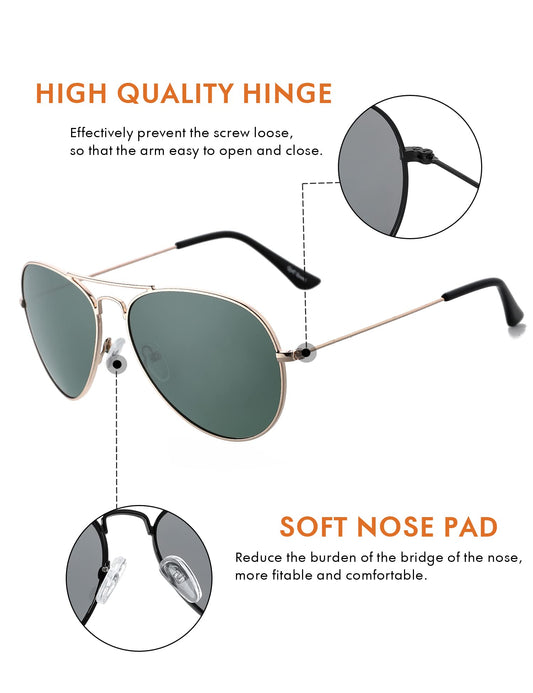 Rocf Rossini Classic Pliot Sunglasses for Women Polarized Mens Shades UV Protection with Case