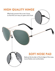 Rocf Rossini Classic Pliot Sunglasses for Women Polarized Mens Shades UV Protection with Case