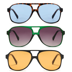Freckles Mark Vintage Retro 70s Sunglasses for Women Men Classic Large Squared Aviator Frame UV400 Trendy Orange Glasses