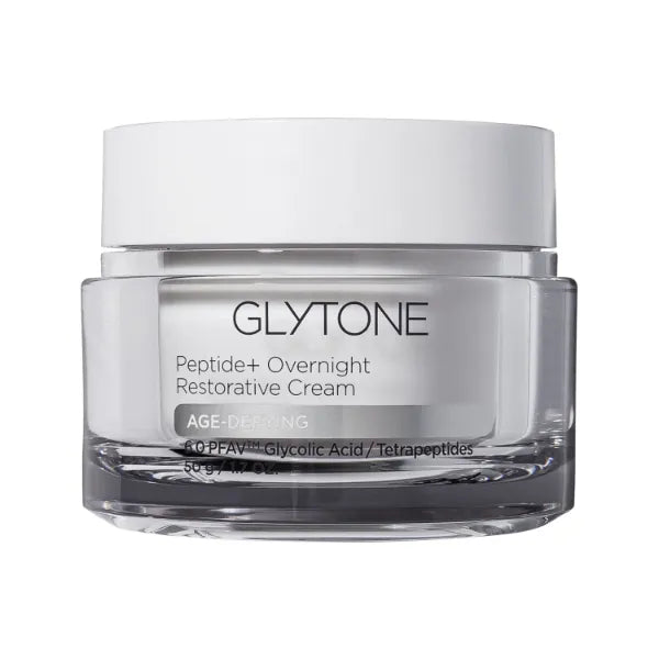 Glytone Peptide+ Overnight Restorative Cream | Age Defying Night Moisturizer for Face Hydrates, Plumps & Improve Wrinkles | Night Cream for Women Visibly Firms Skin | Fragrance-Free - 1.7 oz