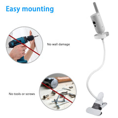 Koroao Clip Clamp Mount for Philips Avent Connected SCD973/37 /SCD923/26 /SCD921/26 Baby Monitor (White)