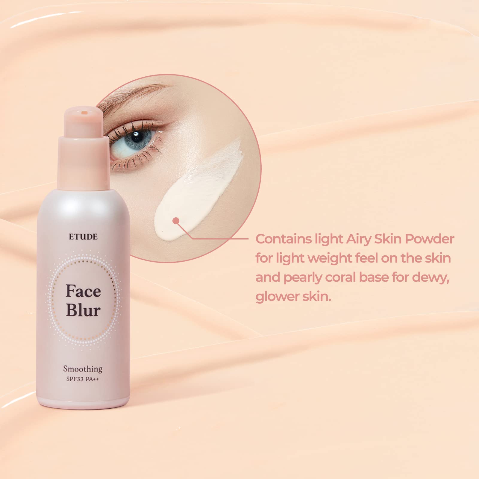 ETUDE Face Blur Smoothing 21AD | Multi-Makeup Coral Base Primer| Smoothening, Poreless & Smooth Milky Skin| UV rays protection, SPF 33 PA++ | Korean Makeup, 35g