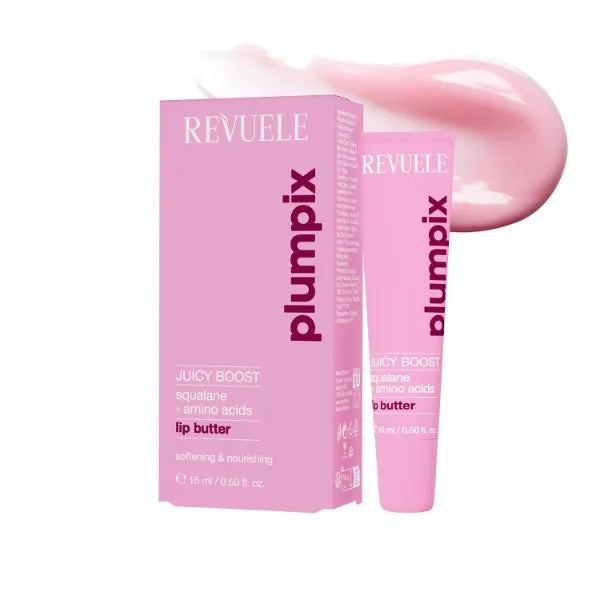REVUELE Juicy Boost Lip Butter – 0.50 fl.oz | Hydrating & Plumping Lip Treatment with Squalane, Amino Acids, Shea Butter & Vitamin E | Soft, Glossy, Nourished Lips