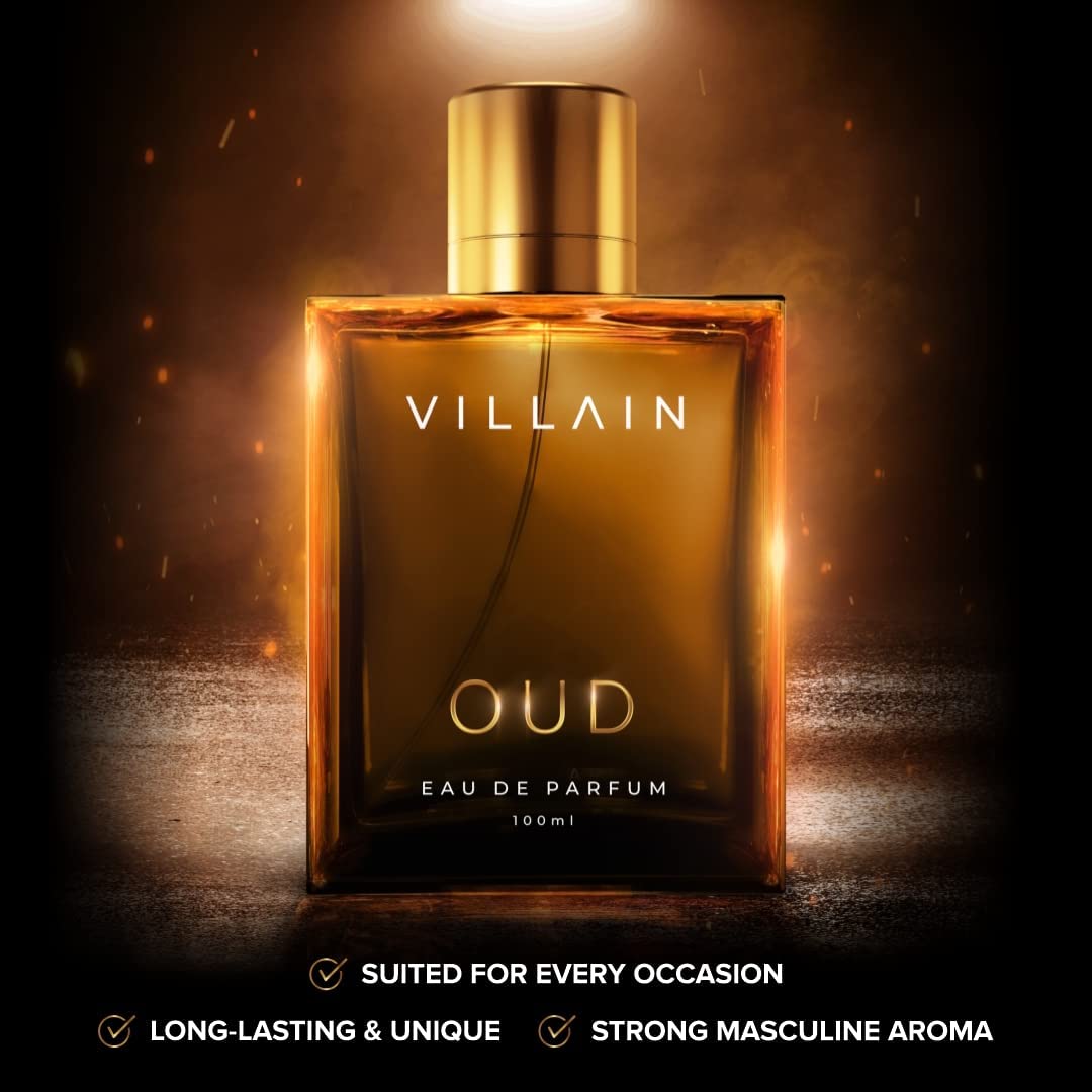 Villain Oud Perfume for Men, Eau De Parfum (EDP) For Men, 100ml, Gift For Men, Premium Luxury Perfume, Mens Fragrance with Sandal, Rich Amber, Cedarwood, Patchouli