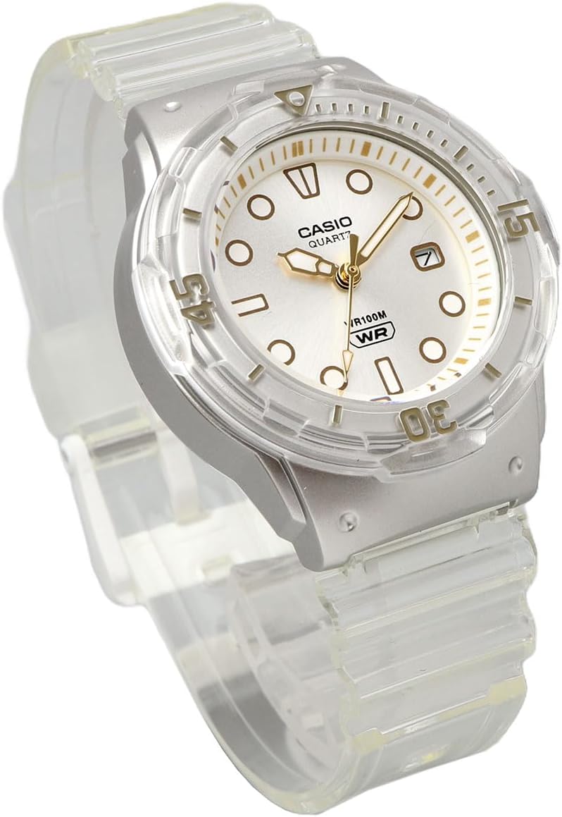 Casio Womens Quartz Watch, Analog Display and Resin Strap Clear