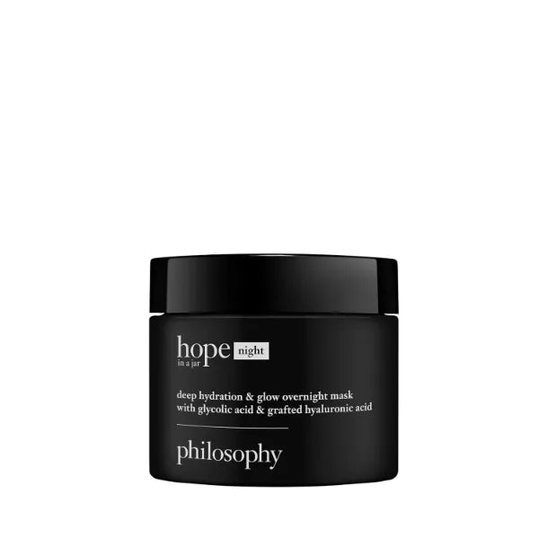 philosophy hope in a jar deep hydration & glow overnight face mask with glycolic & hyaluronic acid - renews & restores dry skin for a smooth, glowy finish - 2 fl oz