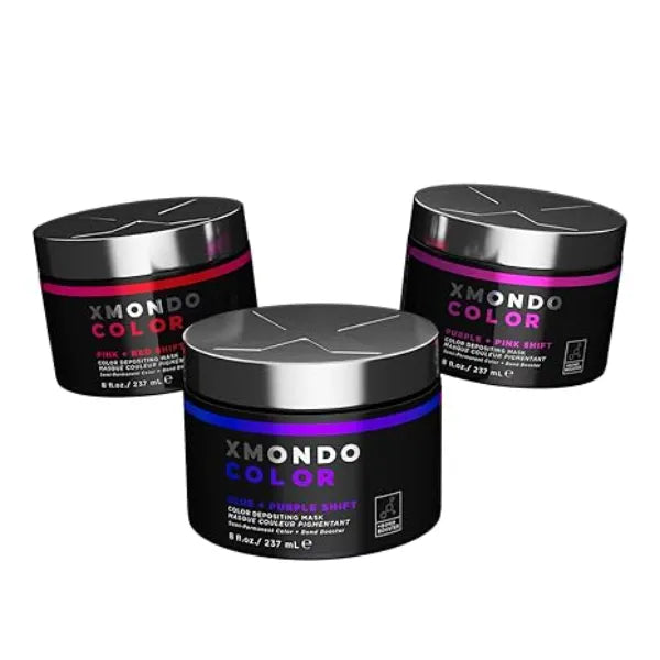 XMONDO Shade Shift Color Depositing Mask Bundle 3 Light Reactive Semi Permanent Hair Masks for Blonde to Light Brown Hair Bond Booster + Hydrating Formula 3 Shades