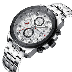 CURREN Quartz Watches for Men's Original Brand Calendar Multi-Function Style Waterproof Boys Steel Wrist Watch 8337, Silver, Quartz Watches