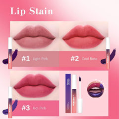 3 Pcs Peel Off Lip Stain Set, Lip Tint Peel Off Lip Liner Lip Gloss, Long Wear Tattoo Lip Liner, Peel Off Lip Stain Matte Finish Lip Stick, Waterproof Lip Tint Stain Peel Off Lipstick (3 Colors Set)
