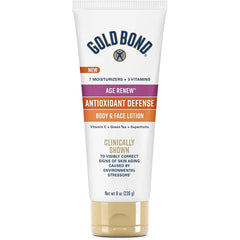 Gold Bond Age Renew Antioxidant Defense Body & Face Lotion 8 oz – Vitamin C Moisturizer with Superfruits & Green Tea, Brightening & Skin Tone Even, Non-Greasy Hydrating Lotion