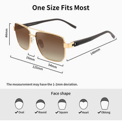 PUKCLAR Pilot Men Polarized Sunglasses Lightweight Rectangular Sunglasses for Man Women with UV400 Protection for Driving Golf