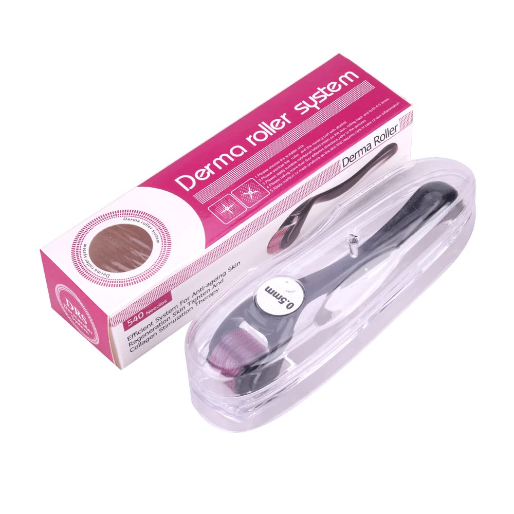 Lovely Store Derma Roller 0.50 mm - 540 Needles For Facial Wrinkle, Scar, Acne, Skin Care and Hair Growth & Loss Solution (0.50)