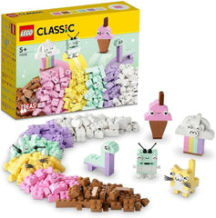 LEGO 11028 Classic Creative Pastel Fun Bricks Box, Building Toys for Kids, Girls, Boys Aged 5 Plus with Models; Ice Cream, Dinosaur, Cat & More, Creative Learning Gift