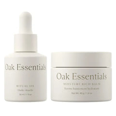 Oak Essentials Hydration Heroes Set, 2-Piece Skincare Kit: Ritual Oil with Blue Tansy, Moisture Rich Face Balm with Sea Buckthorn and Coconut Oils, Moisturize and Nourish Dry Skin
