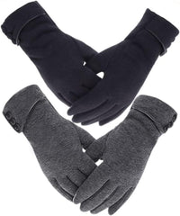 Tomily Womens Touch Screen Phone Fleece Windproof Gloves Winter Warm Wear - Black / Grey