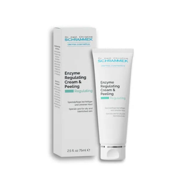 Schrammek Enzyme Regulating Cream & Peeling (2.55 fl oz) – 2-in-1 Exfoliating Cream for Oily & Blemished Skin – With Enzymatic Action – Clears Pores, Refines Texture, Controls Shine – Vegan