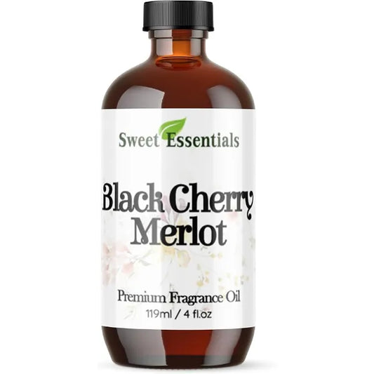 Sweet Essentials Black Cherry Merlot, 4oz Premium Fragrance Oil, Aromatherapy, Diffuser, Crafts, Soap, Home Scents, Bath & Body, DIY Parfum and Much More Versatile & Long Lasting