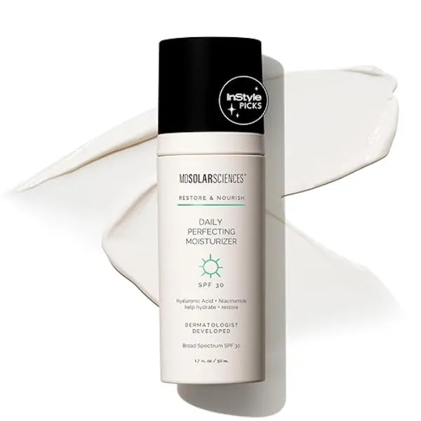 MDSolarSciences Daily Perfecting Moisturizer SPF 30, 2 in 1 Face Moisturizer and Sunscreen Hydrates and Perfects Skin with Hyaluronic Acid, Broad Spectrum Protection, 1.7 Oz