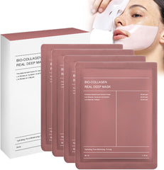 IBeaLee Bio-Collagen Real Deep Mask, Deep Collagen Overnight Mask, Bio Collagen Mask Overnight, Bio Collagen Face Mask, for Pore Minimizing, Elasticity, Firming- 4 Pcs