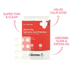 The Derma Co Micro-Tip Salicylic Acid Acne Pimple Patches with Hydrocolloid for Clean & Clear Skin - 24 Patches in 1 Pack