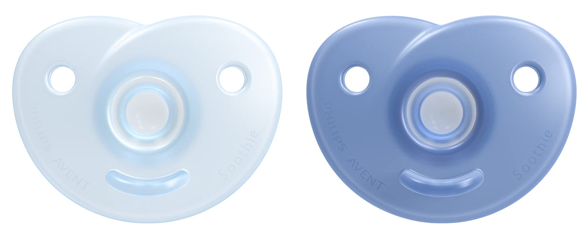 AVENT Philips Soothie Heart Pacifier 3-18m, Blue/Light Blue, 2 Pack, SCF099/11