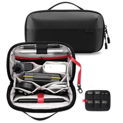 TERRIFI Electronics Organizer, Waterproof Travel Accessory Handle Bag for Tech Pouch for Cables, Camera Batteries, Power Bank, SD/TF Cards, Black