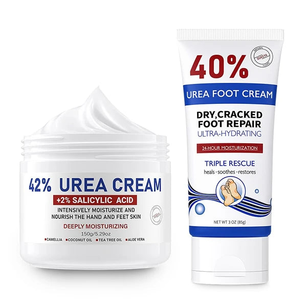 OUKEYA Urea Cream 42% + 2% Salicylic Acid for Feet Maximum Strength - Urea 40% Foot Cream for Dry Cracked Heels, Callus Remover, Psoriasis & Keratosis Pilaris - 4oz