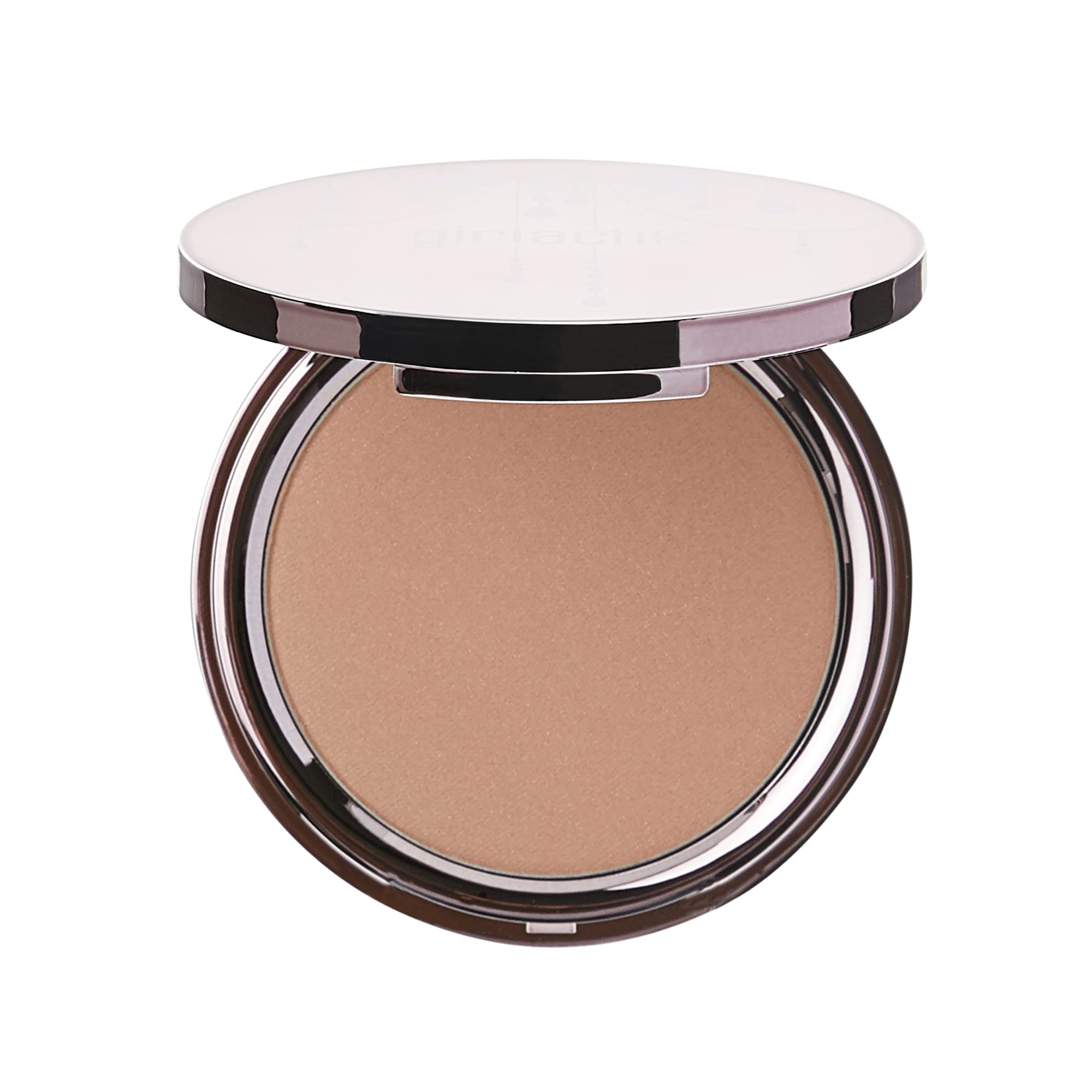 Girlactik Usa. 2-In1 Compact Face Pressed Powder & Contour Bronzer. Weightless, Buildable Coverage. Velvet Finish. -Medium