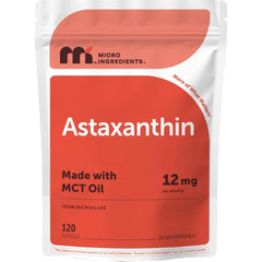 Micro Ingredients Astaxanthin 12mg with MCT Oil, 120 Softgels, 4 Month Supply | Premium Astaxanthin Antioxidant Supplements* | Fresh Microalgae Source | Triple Strength, Non-GMO, Gluten Free, No Soy