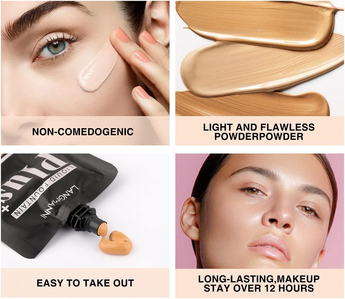 Liquid Foundation Soft Matte Concealer Primer Base Liquid Foundation Professional Face Make up Foundation Bagged(#4 Buff Beige)