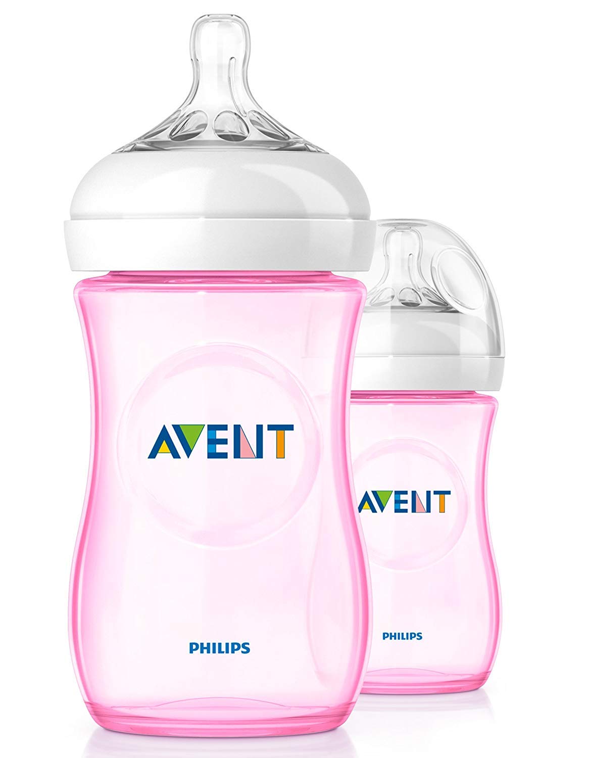 AVENT Philips Natural Feeding Bottle, 260ml, 2 Pack - Pink, SCF694/27