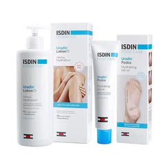 ISDIN Hydrating Bundle for Dry Skin & Hydrating Foot Cream with 10% Urea Uradin Lotion 10 and Uradin Podos