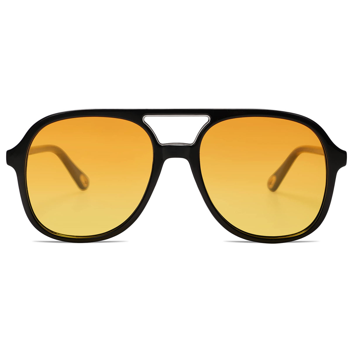 SOJOS Retro Vintage Polarized Sunglasses Double Bridge Brow Bar Square Aviators SJ2174