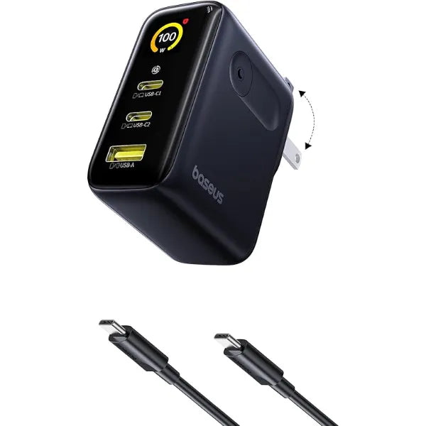 Baseus PicoGo GaN USB-C Charger with Smart Display & Touch Control, 4-Port Multi-Device Fast Charging Power Adapter (AH11 Series) for MacBook, iPhone, Pixel, Steam Deck & More