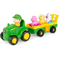 John Deere Animal Sounds Wagon Ride Musical Tractor Toy - Musical Toddler Toys - Includes Farmer Figure, Tractor, and 3 Farm Animals - Easter Basket Stuffers for Toddler - Ages 12 Months and Up
