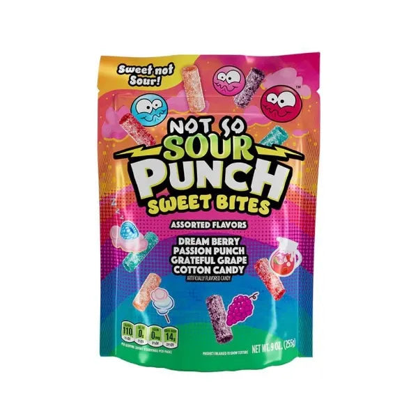 Sour Punch Sweet Bites Chewy Candy, Assorted Sweet Fruit Flavors (Dream Berry, Passion Punch, Grateful Grape & Cotton Candy), 9 Ounce Bag (Pack of 1)