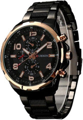CURREN 8276 Original Men's Sports Waterproof Stainless Steel Quartz Wrist Watch (Black Gold)