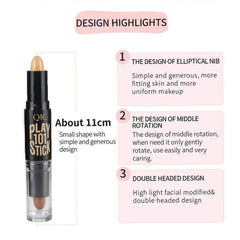 1PC Double-Ended Wonder Contouring Pen Bronzer and Highlighter Stick Facial Makeup Contour Concealer Cosmetic for 3D Makeup Effect(2) Makeup Supplies