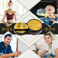 LaPalo Premier 24K Gold Eye Treatment Patches,Anti-aging Collagen Hyaluronic Acid Eye Mask, Diminish Dark Cirles, Wrinkles, Puffiness & Bags, Nourish Skin Care, Travel Size Travel Essentials - 60 pcs