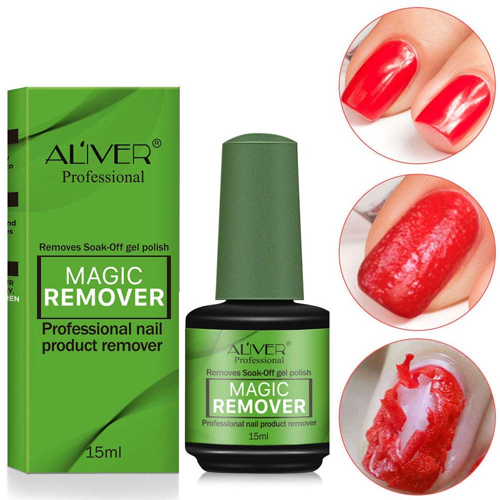 ALIVER Gel Nail Polish Remover, Professional Removes Soak-Off Gel Polish, Easily & Quickly, Don't Hurt Your Nails - 15 ml