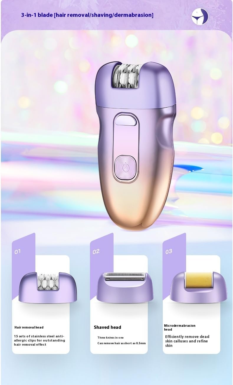 3-in-1 Rechargeable Epilator, Shaver & Trimmer for Women - Painless Hair Removal for Body & Face