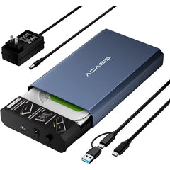 ACASIS 6Gbps USB-C Hard Drive Enclosure – Aluminum 3.5/2.5 Inch SATA SSD/HDD Enclosure, Up to 30TB, Compatible with MacBook Pro/Air, WD, Seagate, Samsung & PS4