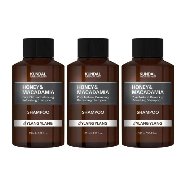 Kundal Ylang Ylang Honey & Macadamia Shampoo Sulfate Free for Damaged Hair with Argan Oil Travel Size 100ml (3EA/SET)