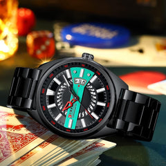 CURREN Men's Quartz Sports Brand Luxury Business Waterproof Automatic Date Stainless - BLACK