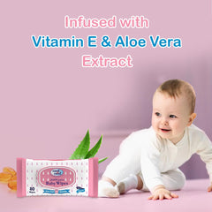 Cool & Cool Baby Wipes 80's (Twin Pack) - Alcohol Free,Paraben Free,Vitamin E,Aloe Vera,Ultra Soft & Gentle for Sensitive & Delicate Skin - 160 Wipes