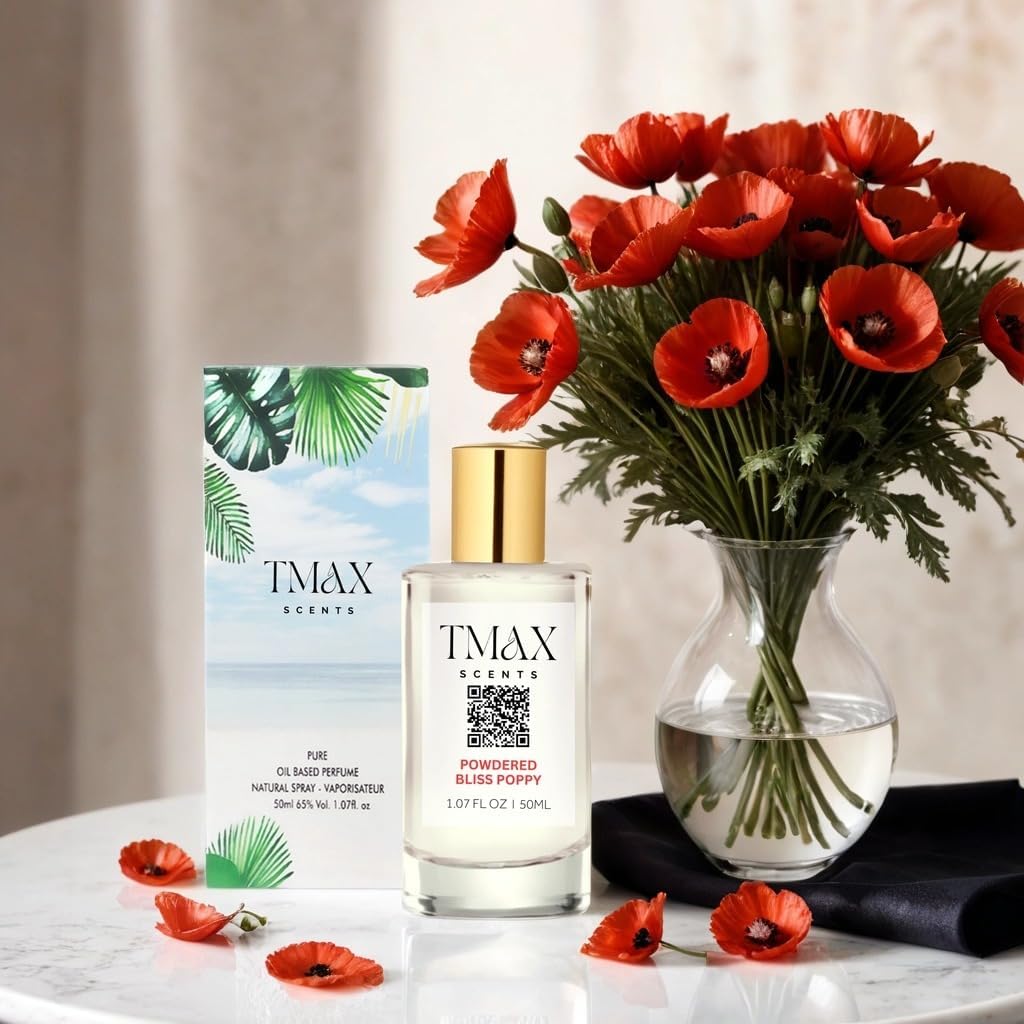 TMAX Scents Powdered Bliss Poppy Perfume for Women 50ml - Elegant, Long-Lasting Musky Sweet and Floral Fragrance