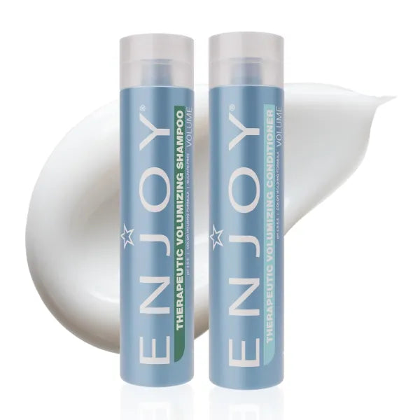 Enjoy Therapeutic Volumizing Shampoo & Conditioner Set for Fine & Thinning Hair, Aroma-Therapeutic Scalp Stimulating, Lightweight, Color-Safe Volume, pH 4.5-5.5 - 10.1 Fl Oz