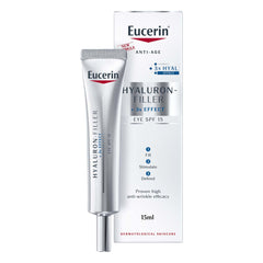Eucerin Hyaluron Filler Anti-Aging Eye Cream with Hyaluronic Acid, Reduces Eye Wrinkles, UVA & UVB Protection, SPF 15, Moisturizer for All Skin Types - 15ml